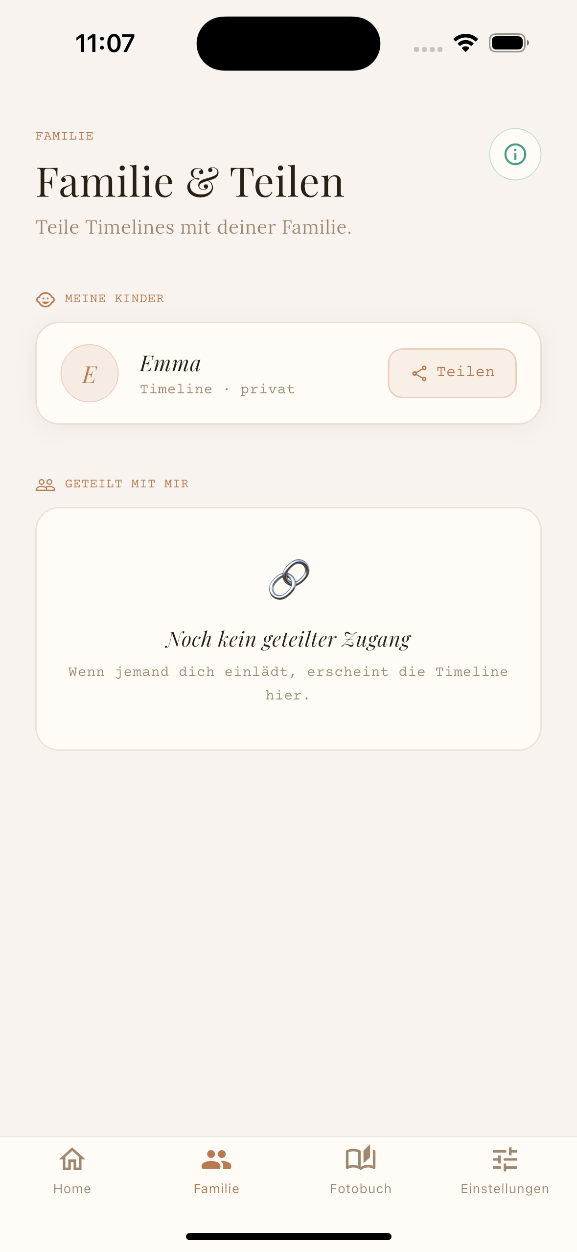 Minimomente App — Timeline für die ganze Familie